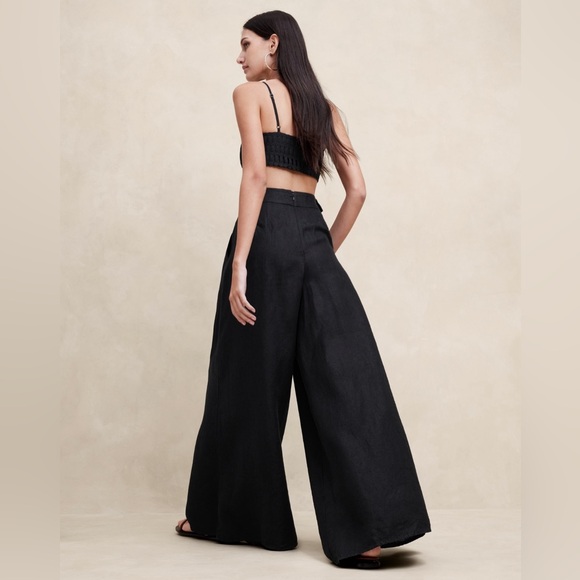 NWOT! Banana Republic Black Lina Linen Wide-Leg Pant - Multiple Sizes💛 - Picture 2 of 4
